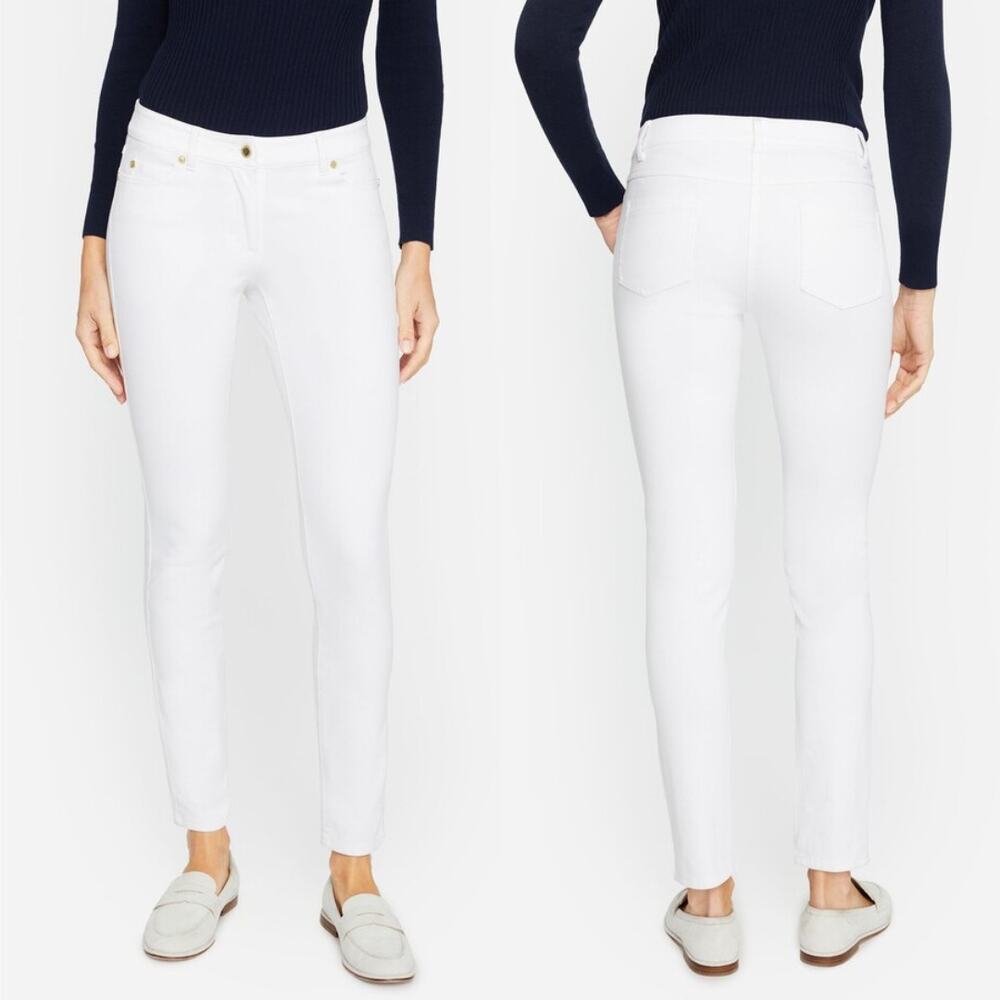 J. McLaughlin Lexi White Denim Mid Rise Gold Tone Ankle Length Skinny Jeans